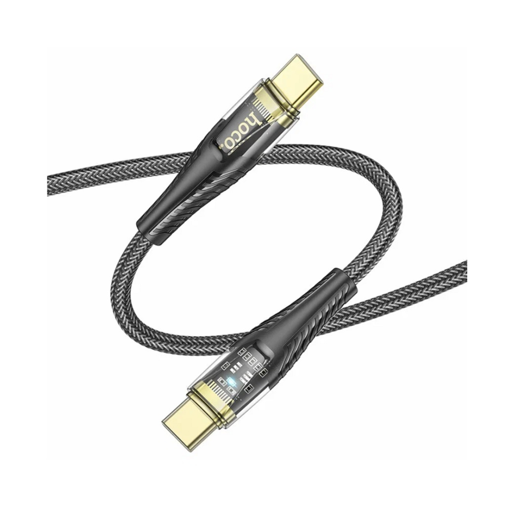 Кабель Hoco U121, Type-C на Type-C, 5 A, нейлон, цвет черный, 1.2 м