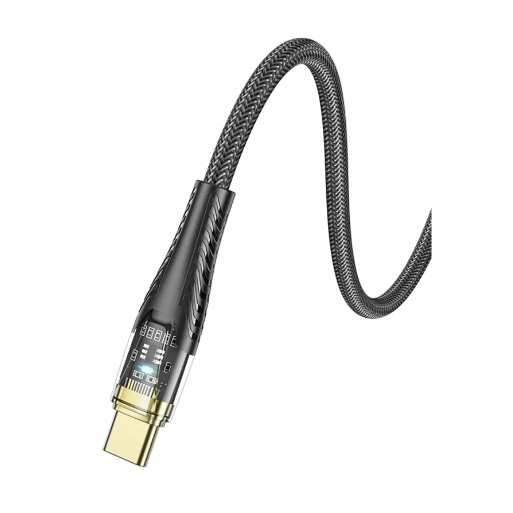 Кабель Hoco U121, Type-C на Type-C, 5 A, нейлон, цвет черный, 1.2 м