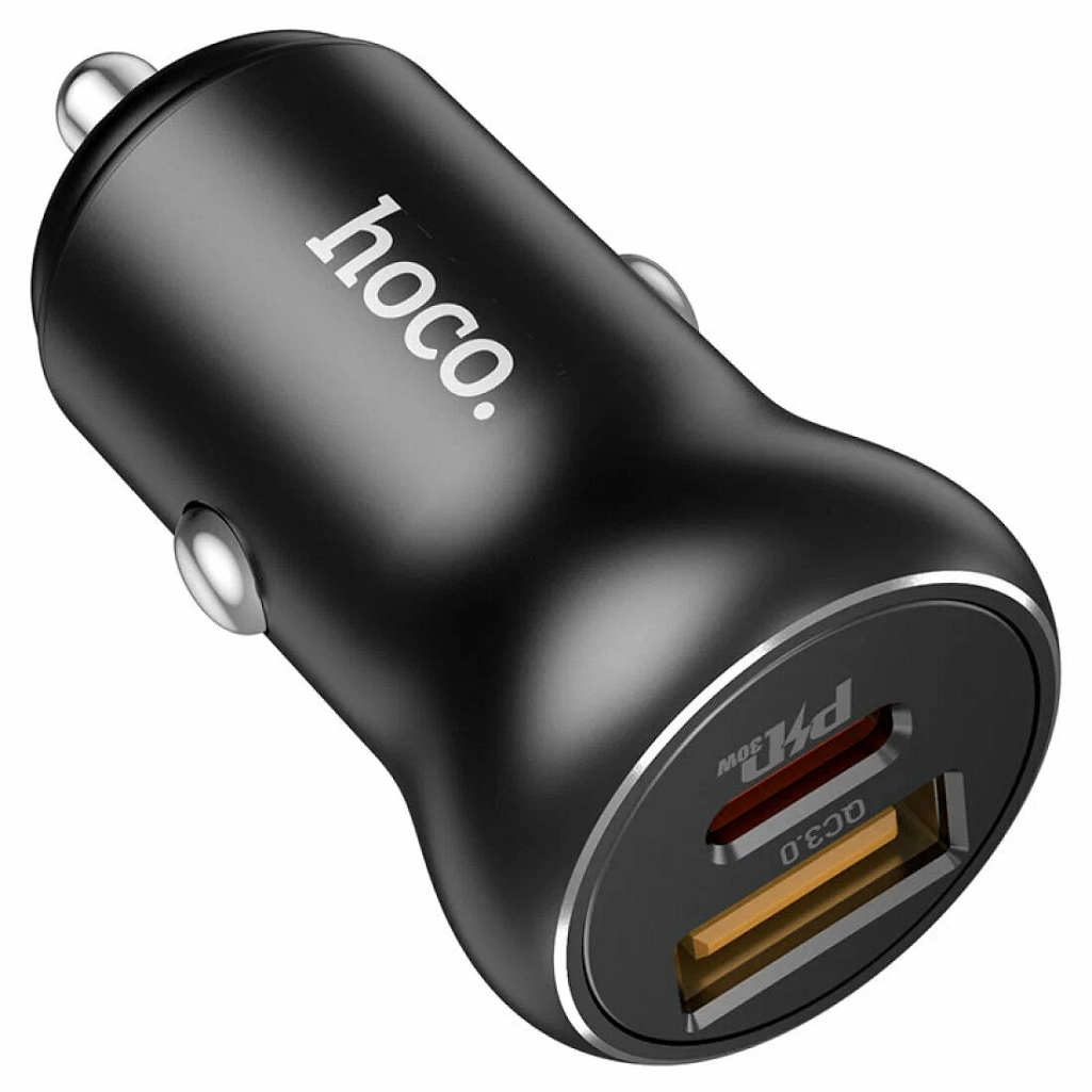 Блок зарядный Hoco NZ5 PD30W+QC3.0, 12-24В, 5 А, автомобильный, черный