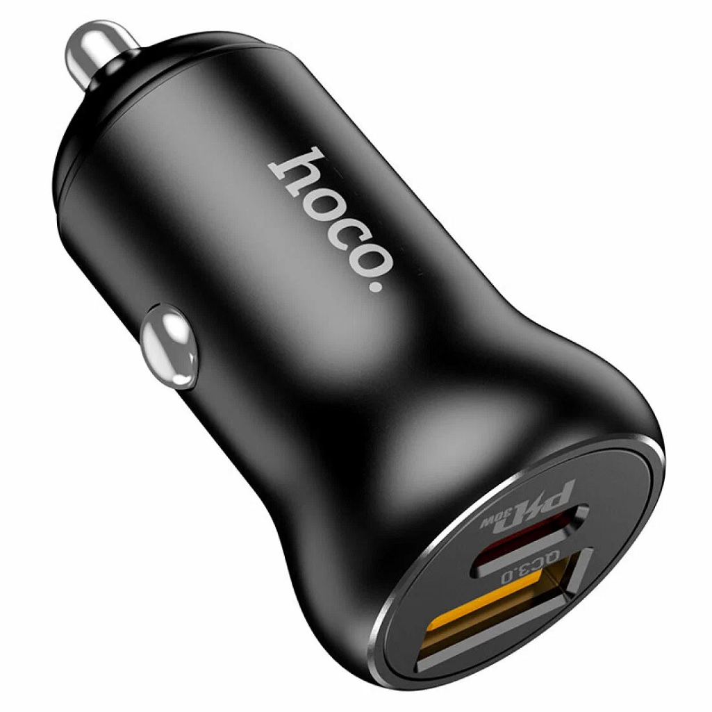 Блок зарядный Hoco NZ5 PD30W+QC3.0, 12-24В, 5 А, автомобильный, черный