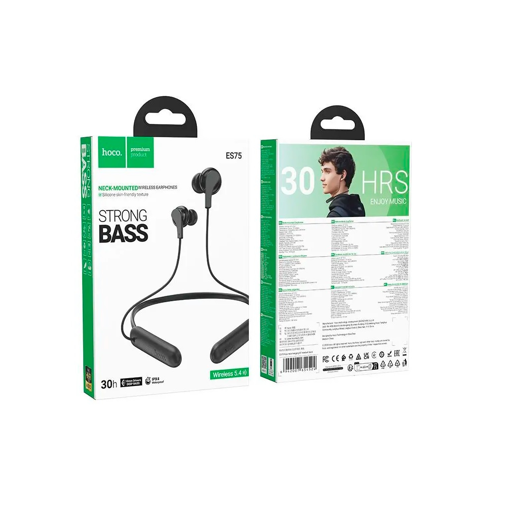 Наушники беспроводные Hoco ES75, с шейным ободком, для спорта, черные