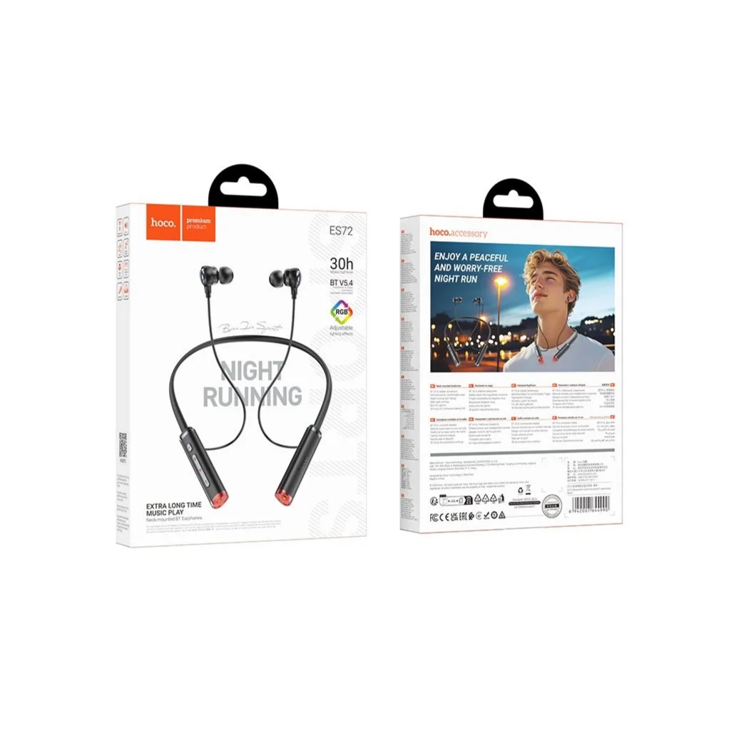 Наушники беспроводные Hoco ES72, внутриканальные, спортивные, черные