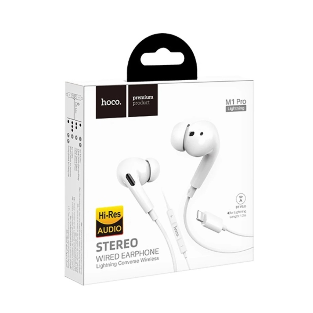 Наушники внутриканальные Hoco M1 Pro для iPhone, с микрофоном, 1.2 м, белые