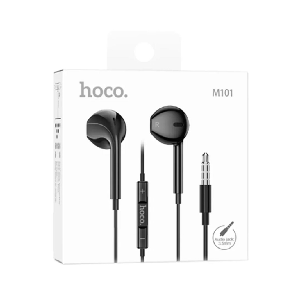 Наушники проводные Hoco M101, внутриканальные, регулятор громкости, черные