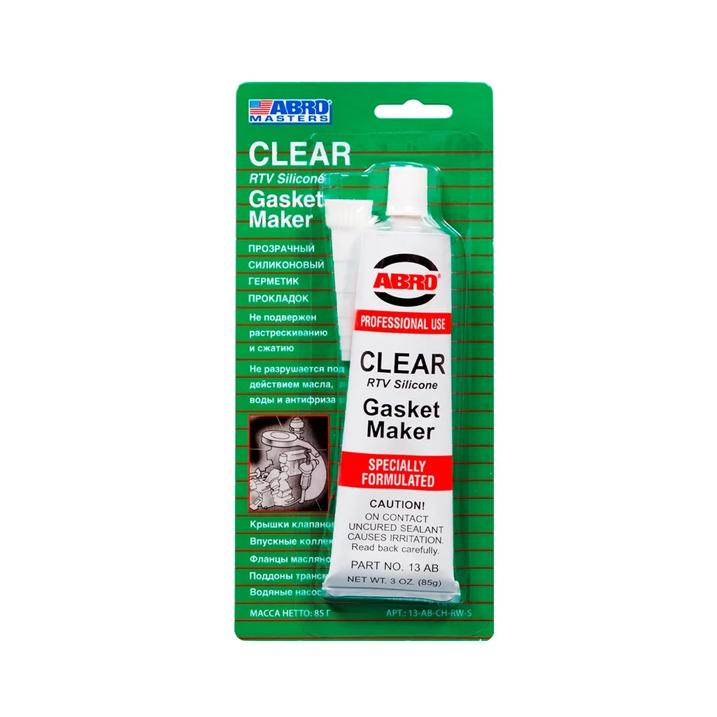Герметик ABRO Masters 13-AB-CH-RW-S силиконовый, термостойкий, прозрачный, 85 г