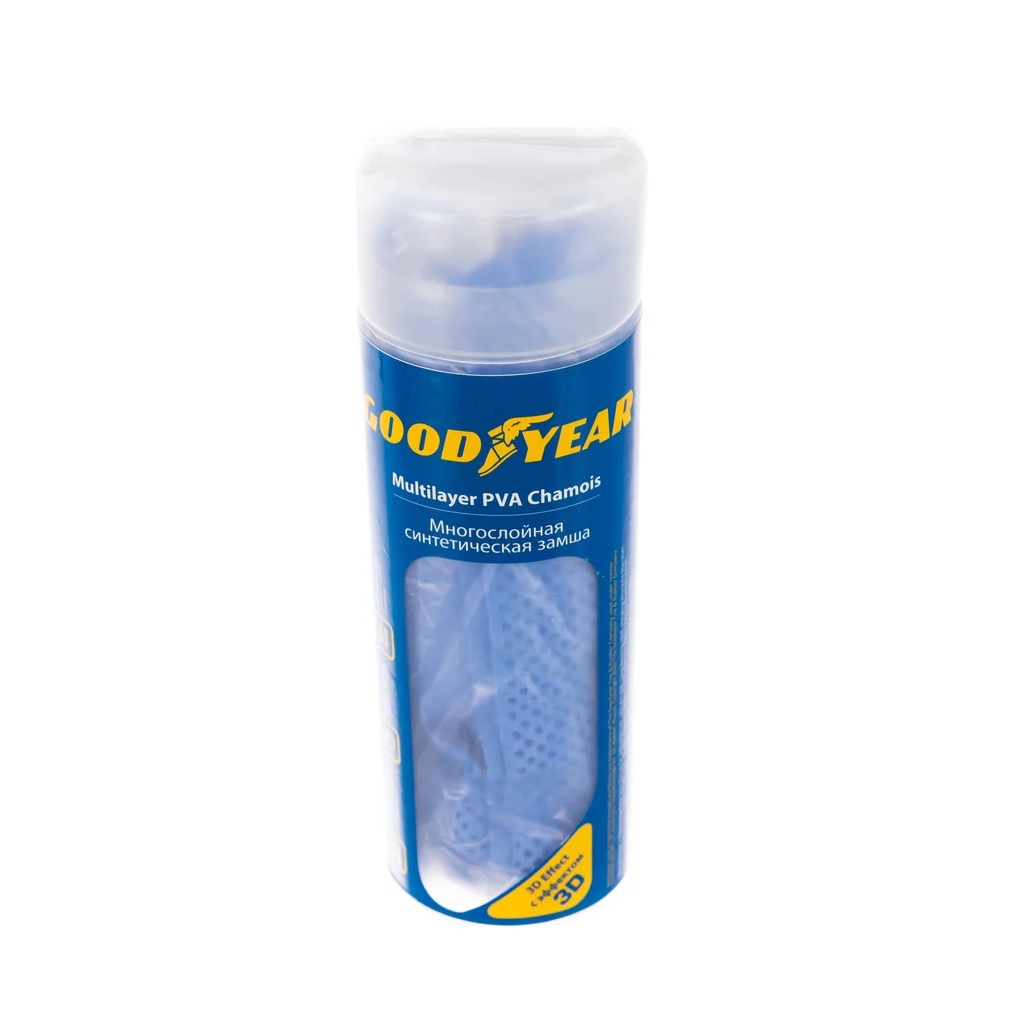 Салфетка синтетическая Goodyear GY000002 с тиснением в тубе, замша, голубая, 43х64 см