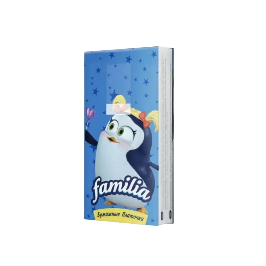 Носовые бумажные платочки Familia Classical, трехслойные, в пачке 10 платочков