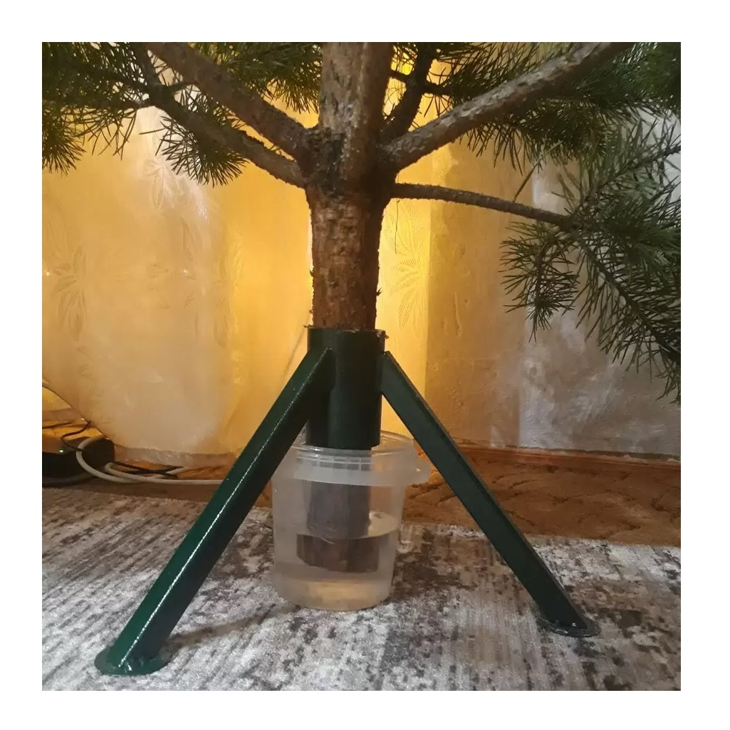 Подставка для Елки, диаметр отверстия 50 мм, 3 ножки, высота 180 мм, металл, не разборная, цвет зеленый