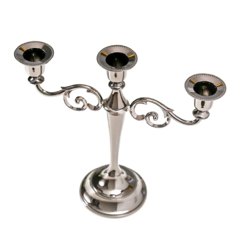 Подсвечник Лаконичность 279239, металл, на 3 свечи, цвет чёрный, хром, 10х25.5х27 см