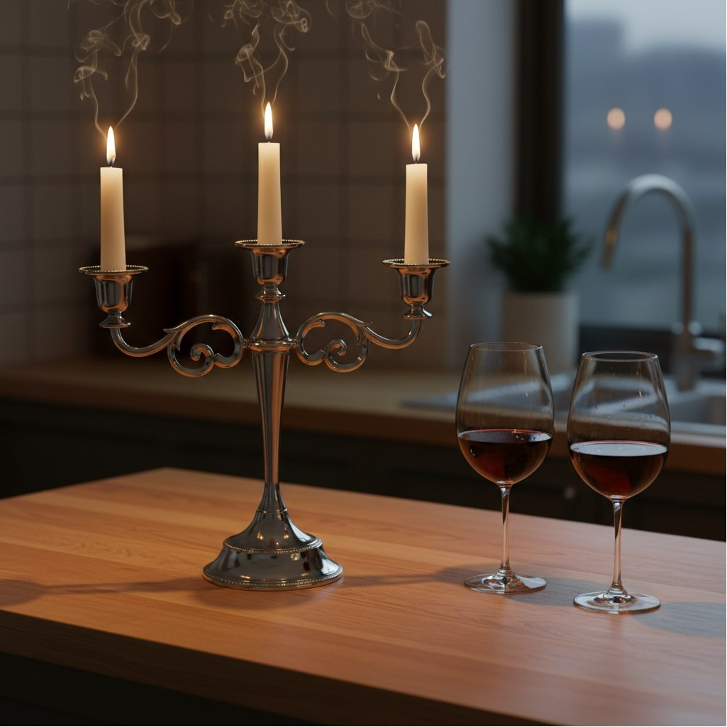 Подсвечник Лаконичность 279239, металл, на 3 свечи, цвет чёрный, хром, 10х25.5х27 см