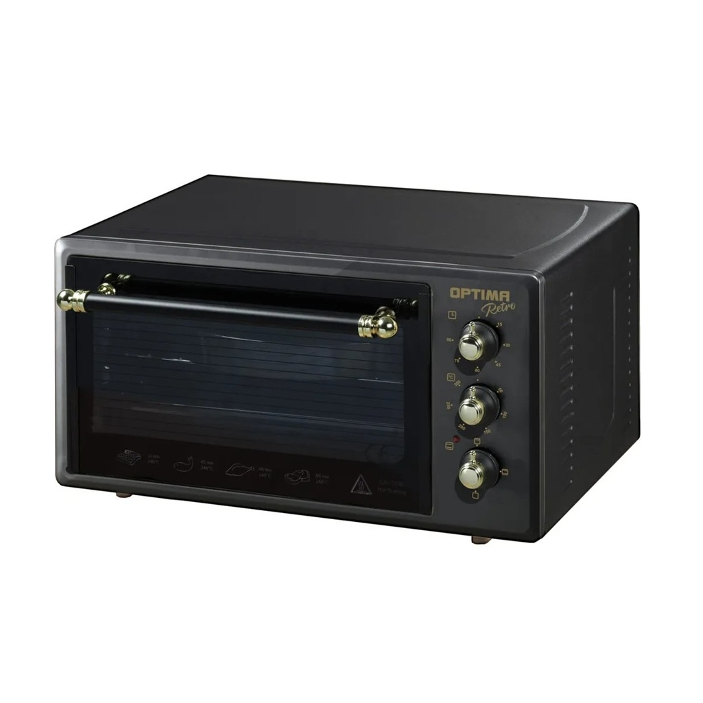 Мини-печь электрическая Optima MO-48BLR, цвет черный ретро, объем 48 л, 1.6 кВт