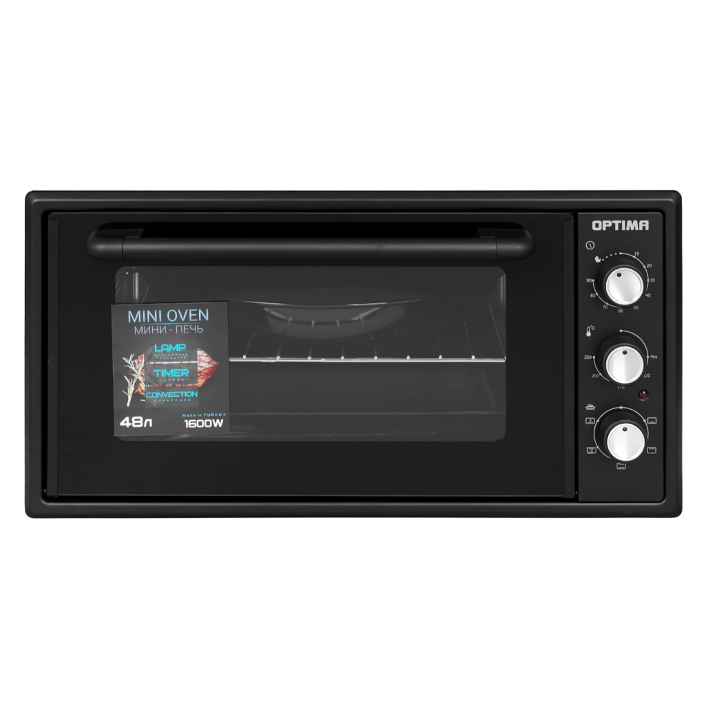 Мини-печь Optima MO-48BLF, 2003567, цвет черный, объем 48 л, 1.6 кВт
