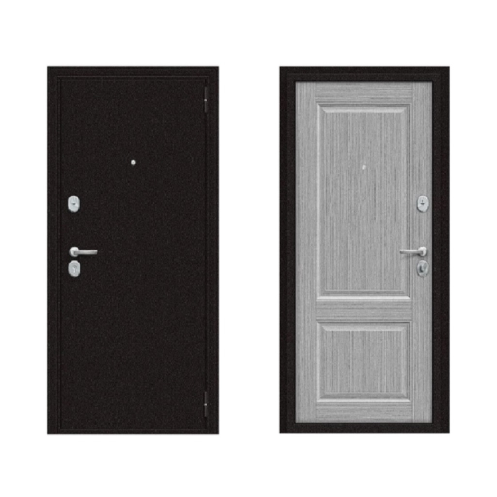 Дверь металлическая Bravo Эконом Optim 033-2714, серый клен, антик медный, 205х86 L