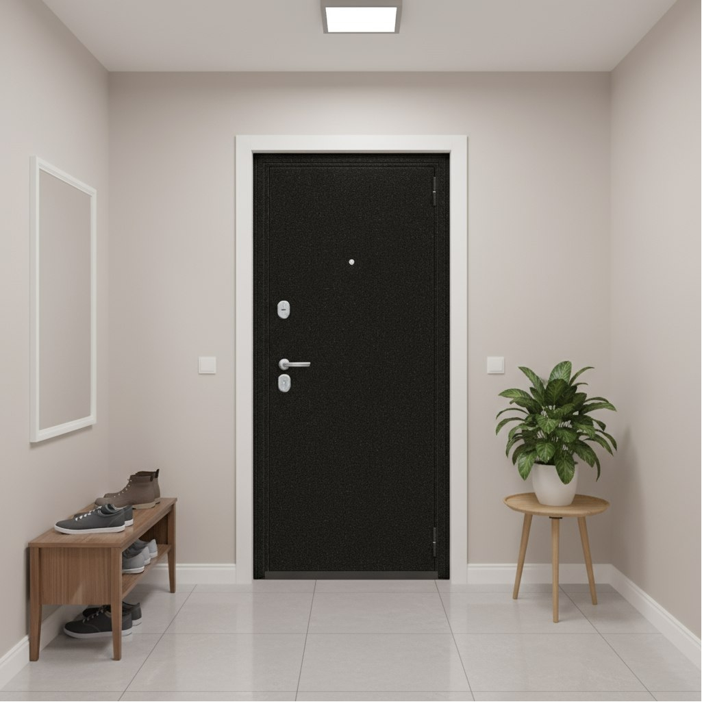 Дверь металлическая Bravo Эконом Optim 033-2714, серый клен, антик медный, 205х86 L