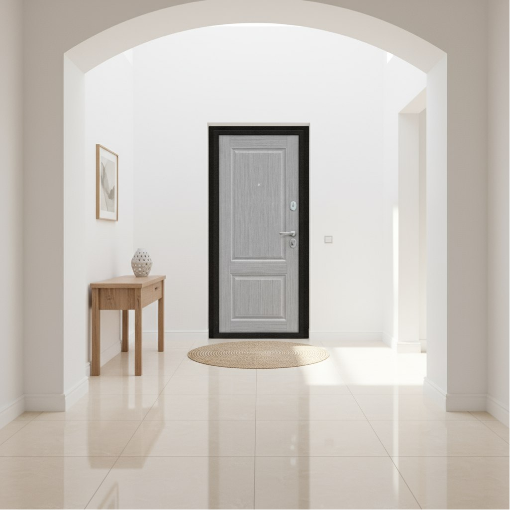 Дверь металлическая Bravo Эконом Optim 033-2717, серый клен, антик медный, 205х96 R