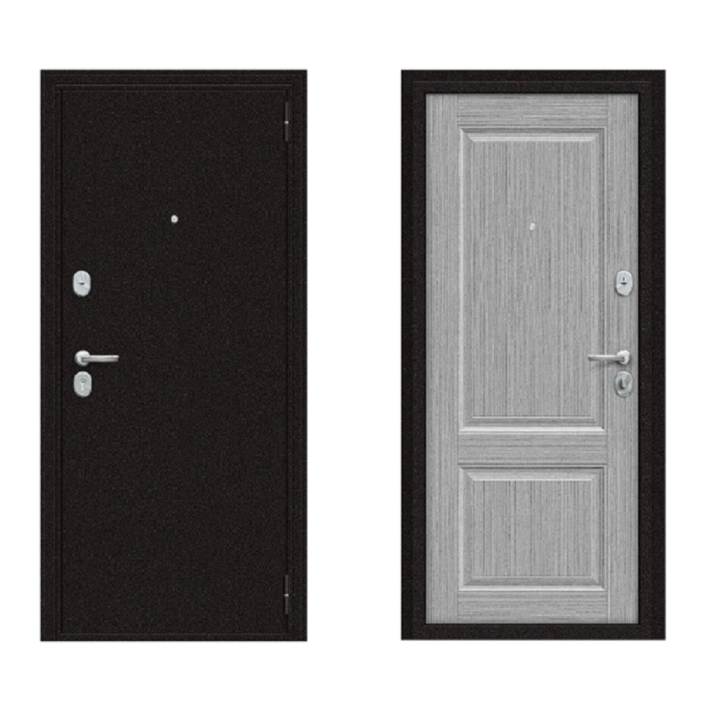 Дверь металлическая Bravo Эконом Optim 033-2716, серый клен, антик медный, 205х96 L