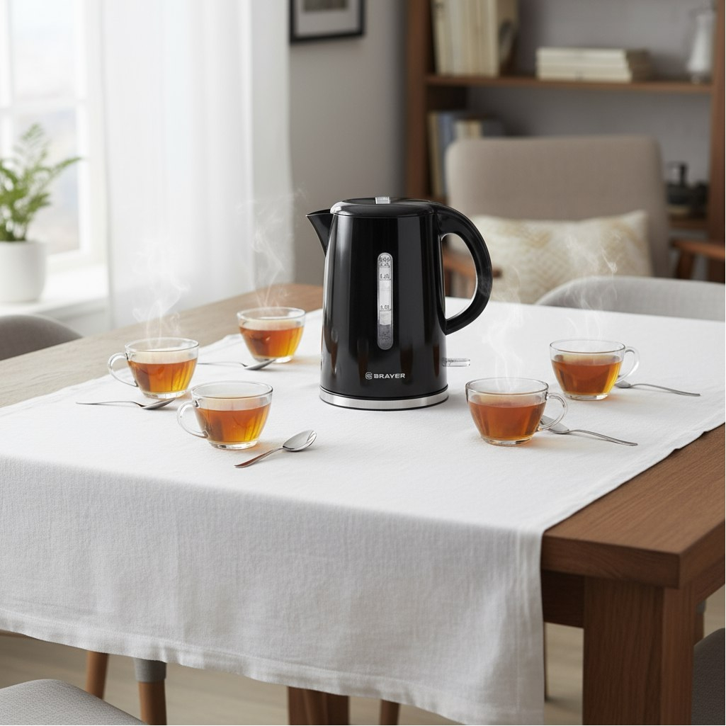 Чайник электрический Brayer 1032BR, автоотключение, черный, 2200 Вт, 1.7 л