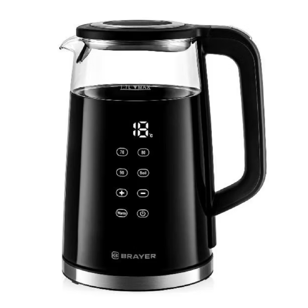 Чайник электрический Brayer BR1037, LED дисплей, автоотключение, 1.7 л