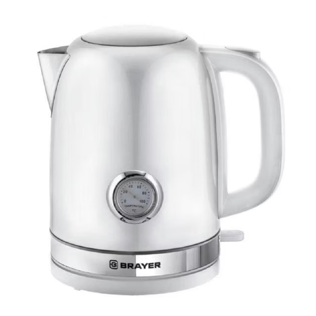 Чайник электрический Brayer BR1052, автоотключение, белый, 2200 Вт, 1.7 л