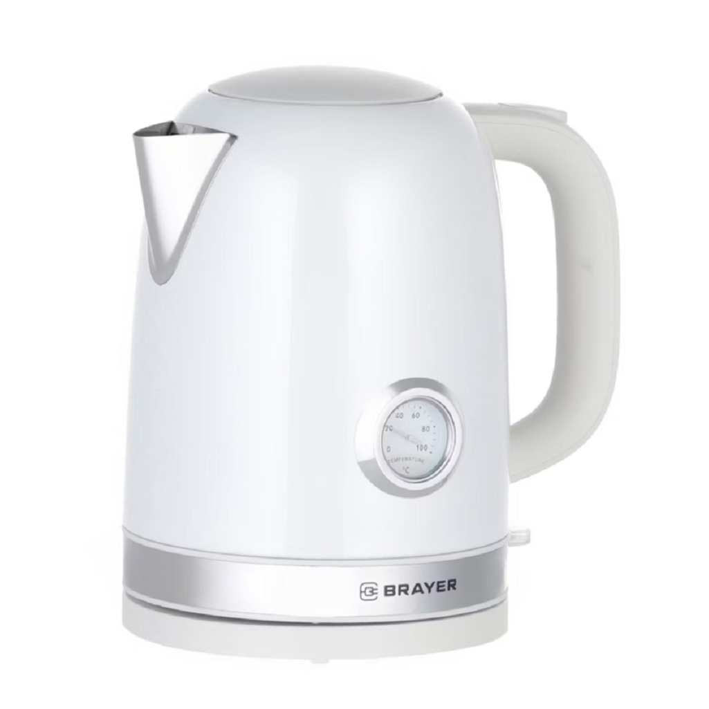 Чайник электрический Brayer BR1052, автоотключение, белый, 2200 Вт, 1.7 л