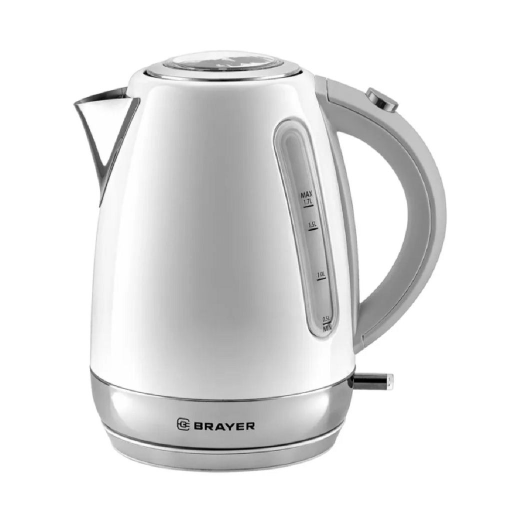 Чайник электрический Brayer BR6110, 1.7 л, 2200 Вт, поворот на 360 градусов, белый