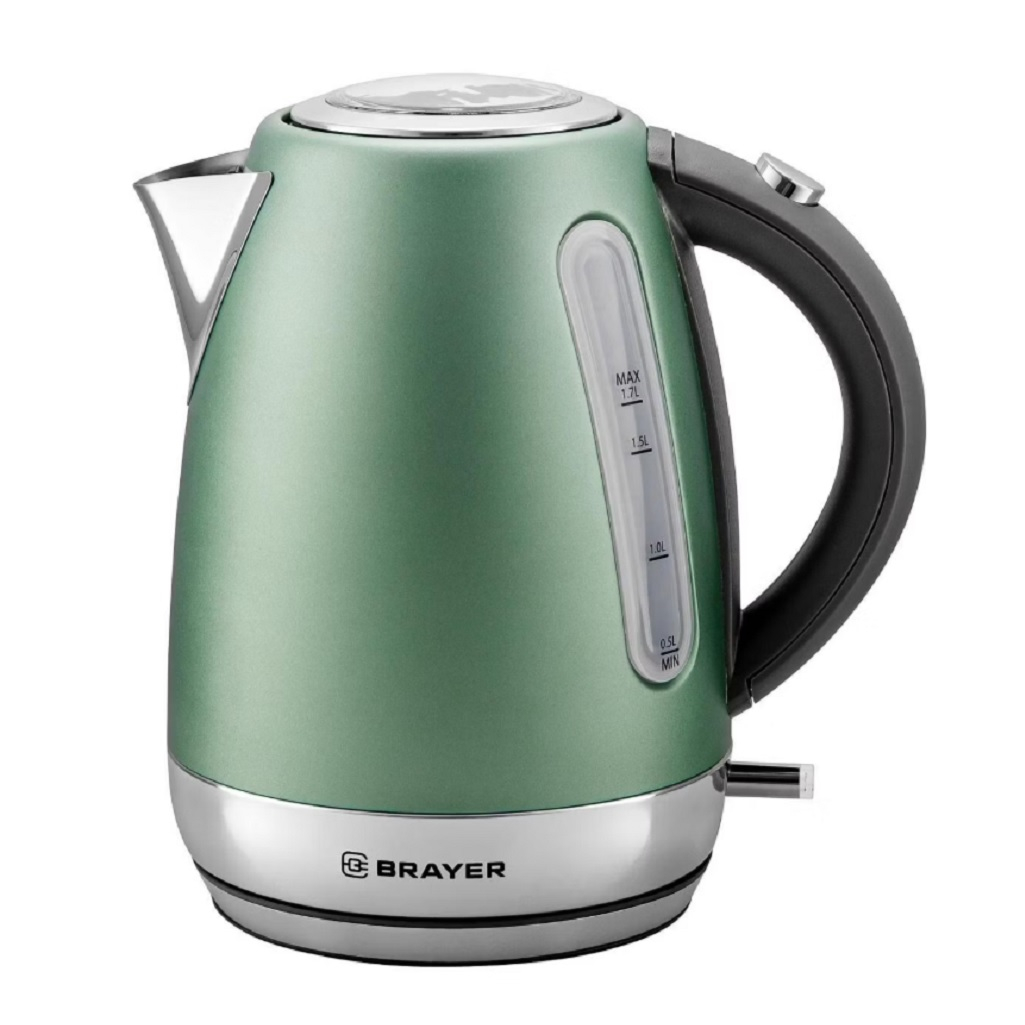 Чайник электрический Brayer BR6111, 1.7 л, 2200 Вт, поворот на 360 градусов, зеленый