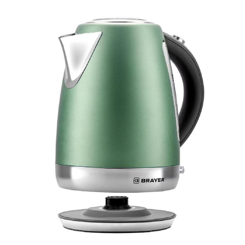 Чайник электрический Brayer BR6111, 1.7 л, 2200 Вт, поворот на 360 градусов, зеленый