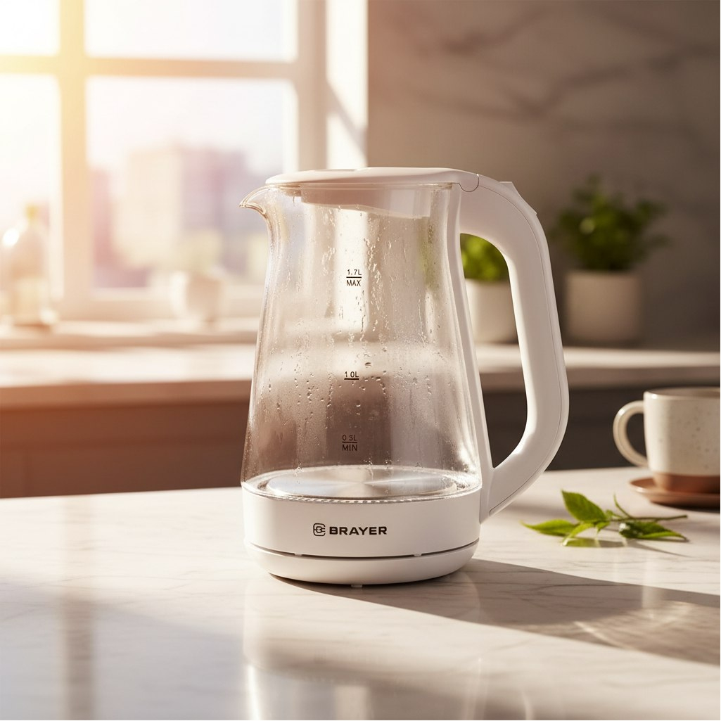 Чайник Brayer BR6112WH 2200 Вт, 1.7 л, белый, с LED подсветкой Для визуального контроля