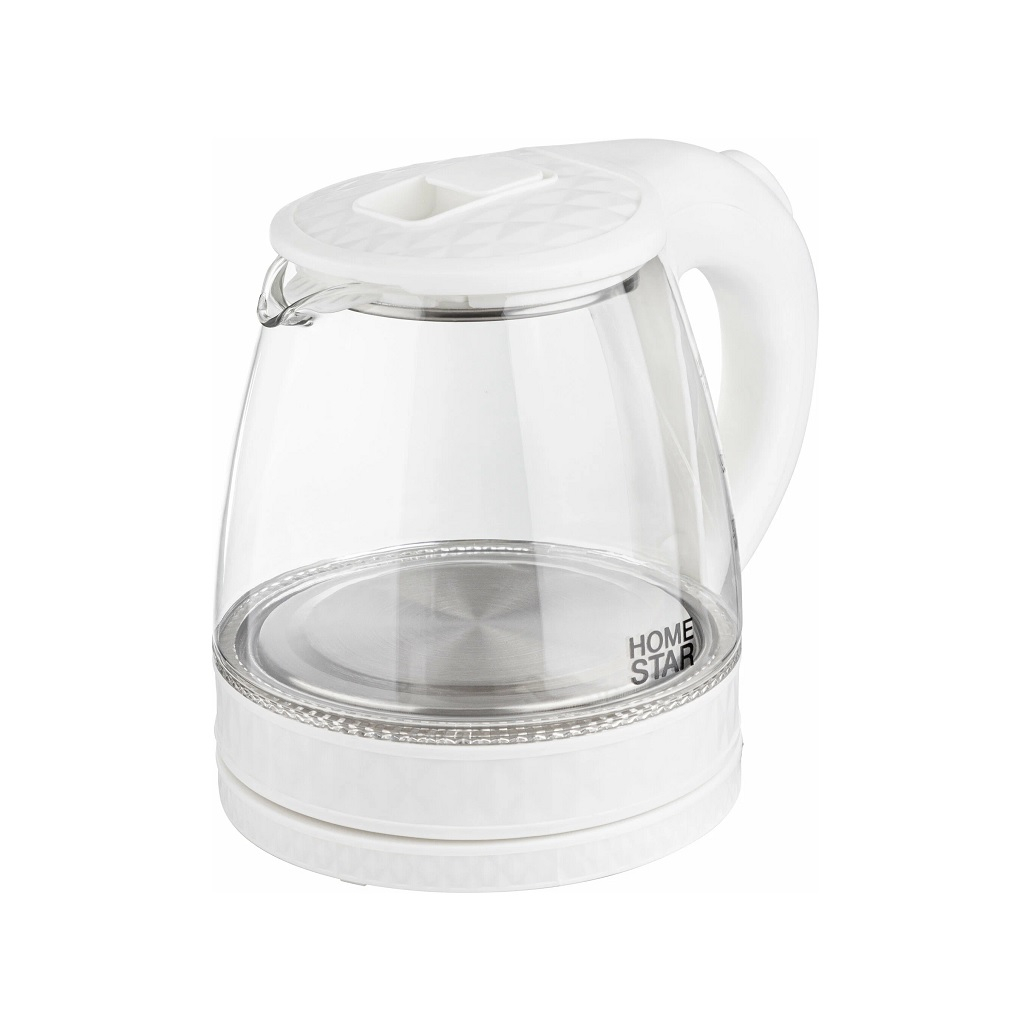 Чайник электрический Homestar HS-1053, 1.2 л, 1.5 кВт, прозрачный, белый