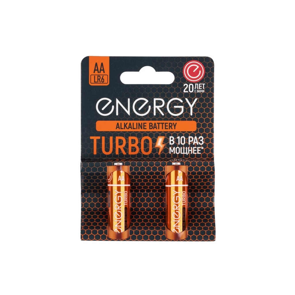 Батарейка Energy Alkaline Turbo LR6/2B, тип АА,  2 штуки, в блистере
