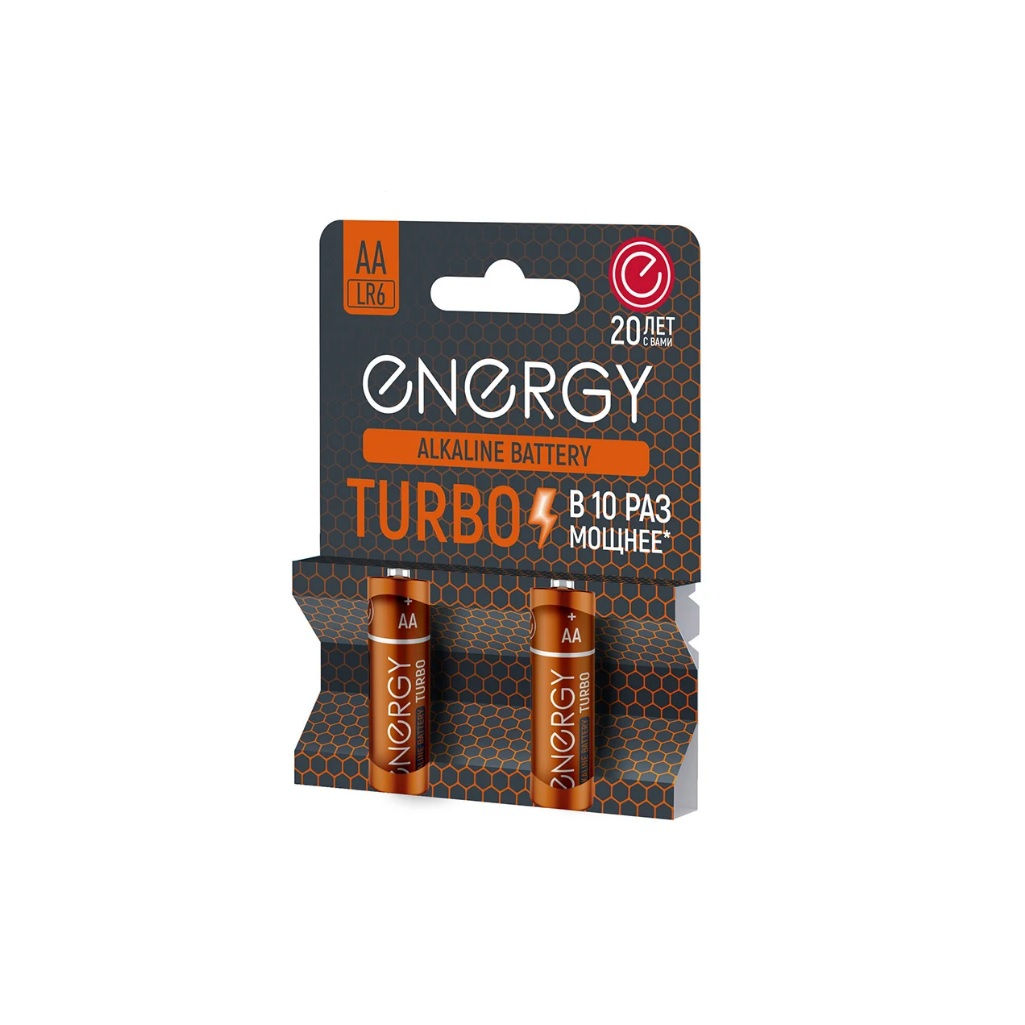 Батарейка Energy Alkaline Turbo LR6/2B, тип АА,  2 штуки, в блистере