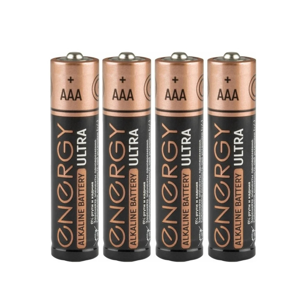 Батарейка Energy Alkaline Battery Ultra LR03, тип ААА, универсальная, 4 шт. в блистере