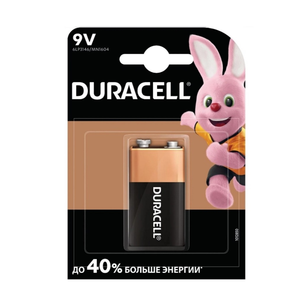 Батарейка Duracell Крона 6LR61 С Alkaline, 9В, алкалиновая, крона