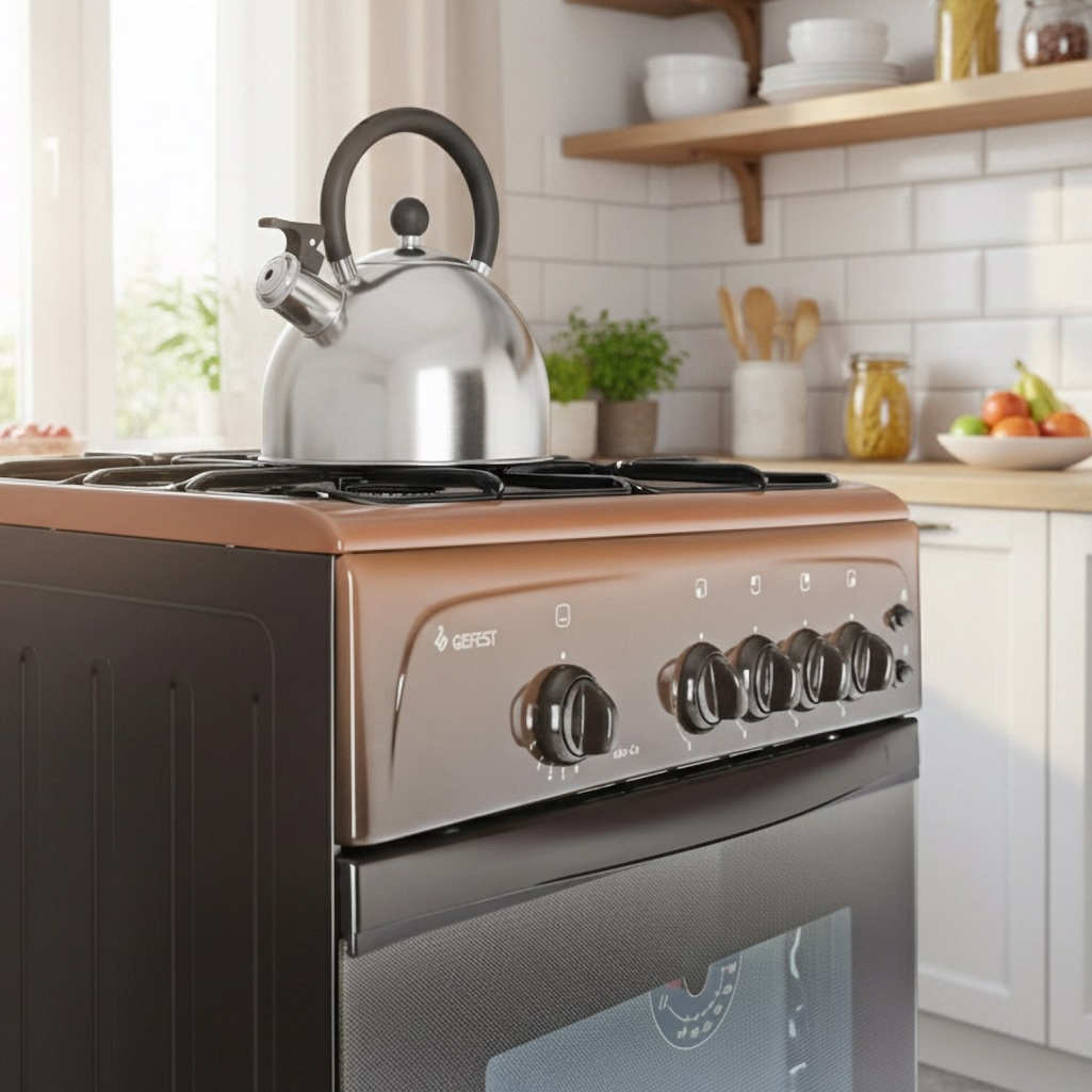 Плита газовая Gefest ПГ 1200 С6 К19, V0030948, цвет коричневый, объем духовки 63 л, откидная дверца