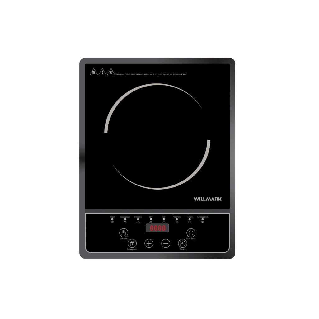 Плита стеклокерамическая Willmark WCP-676B, 2001305, 1 конфорка Hi Light, LED дисплей, таймер, черная, 2 кВт