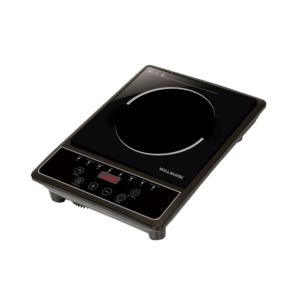 Плита стеклокерамическая Willmark WCP-676B, 2001305, 1 конфорка Hi Light, LED дисплей, таймер, черная, 2 кВт