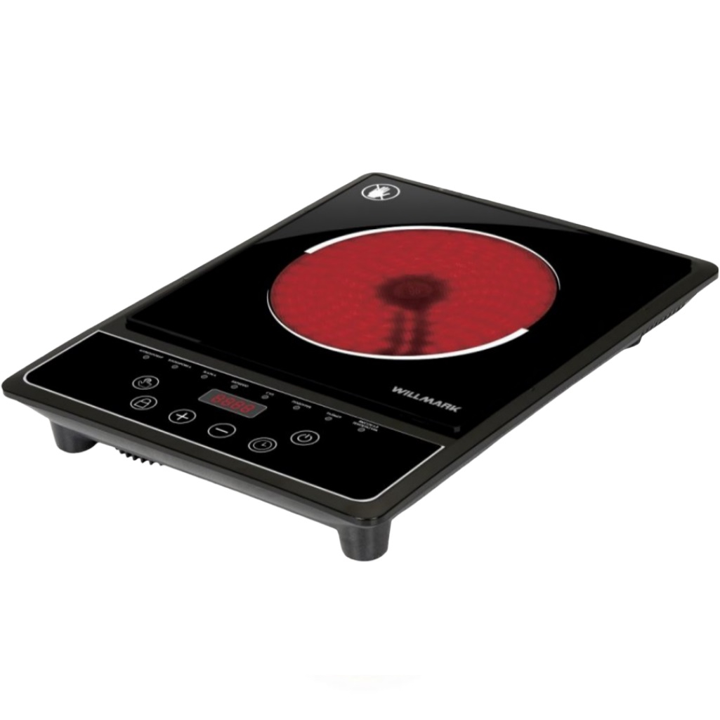 Плита стеклокерамическая Willmark WCP-676B, 2001305, 1 конфорка Hi Light, LED дисплей, таймер, черная, 2 кВт