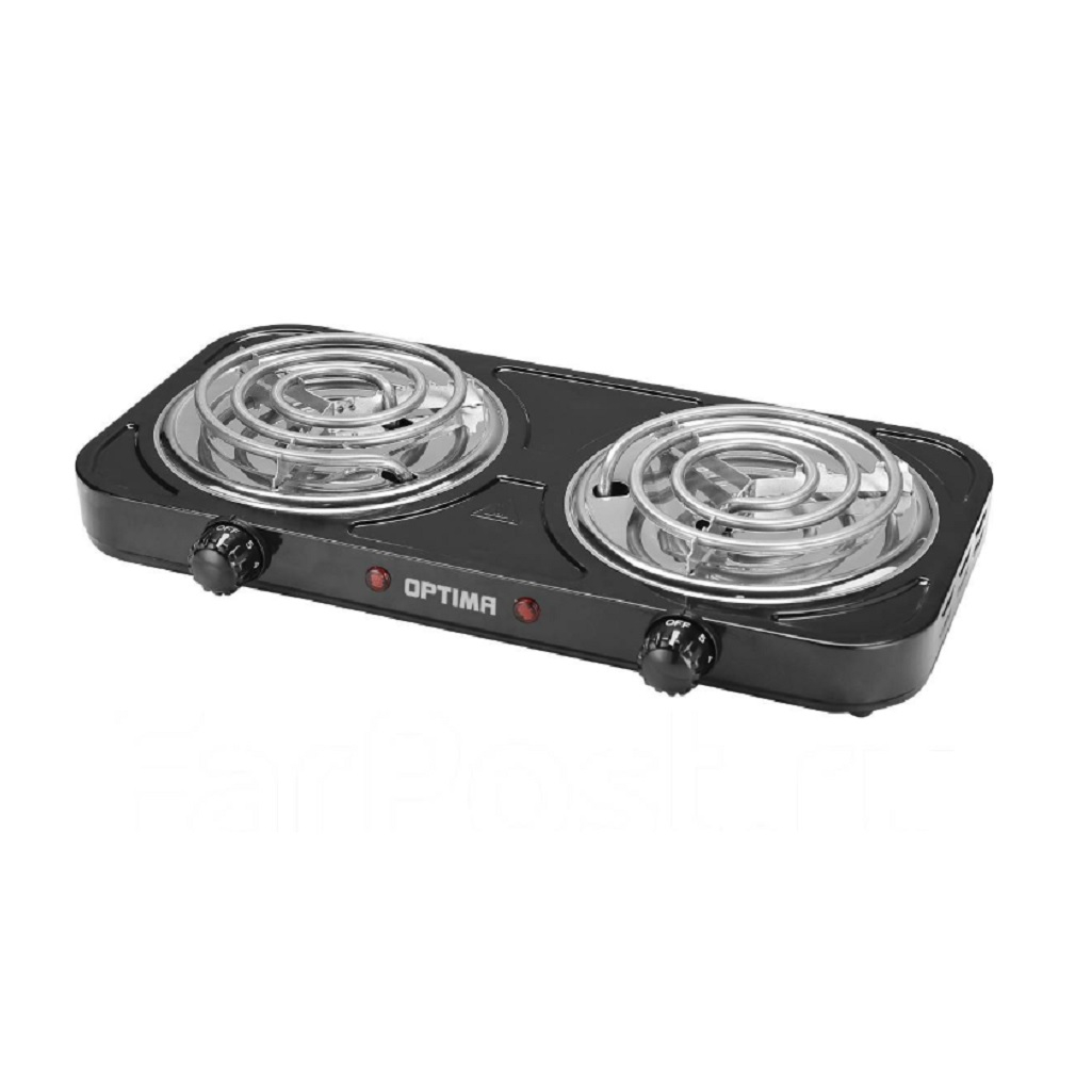 Электроплитка настольная Optima OS-210TB, 2 конфорки, цвет черный, 2 кВт