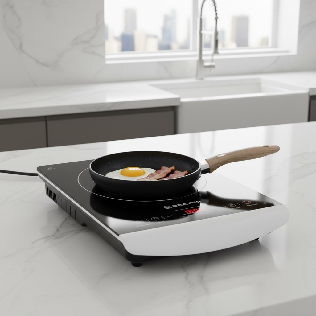 Электроплитка настольная Brayer 2810BR, 1 конфорка, цвет черный, 2 кВт