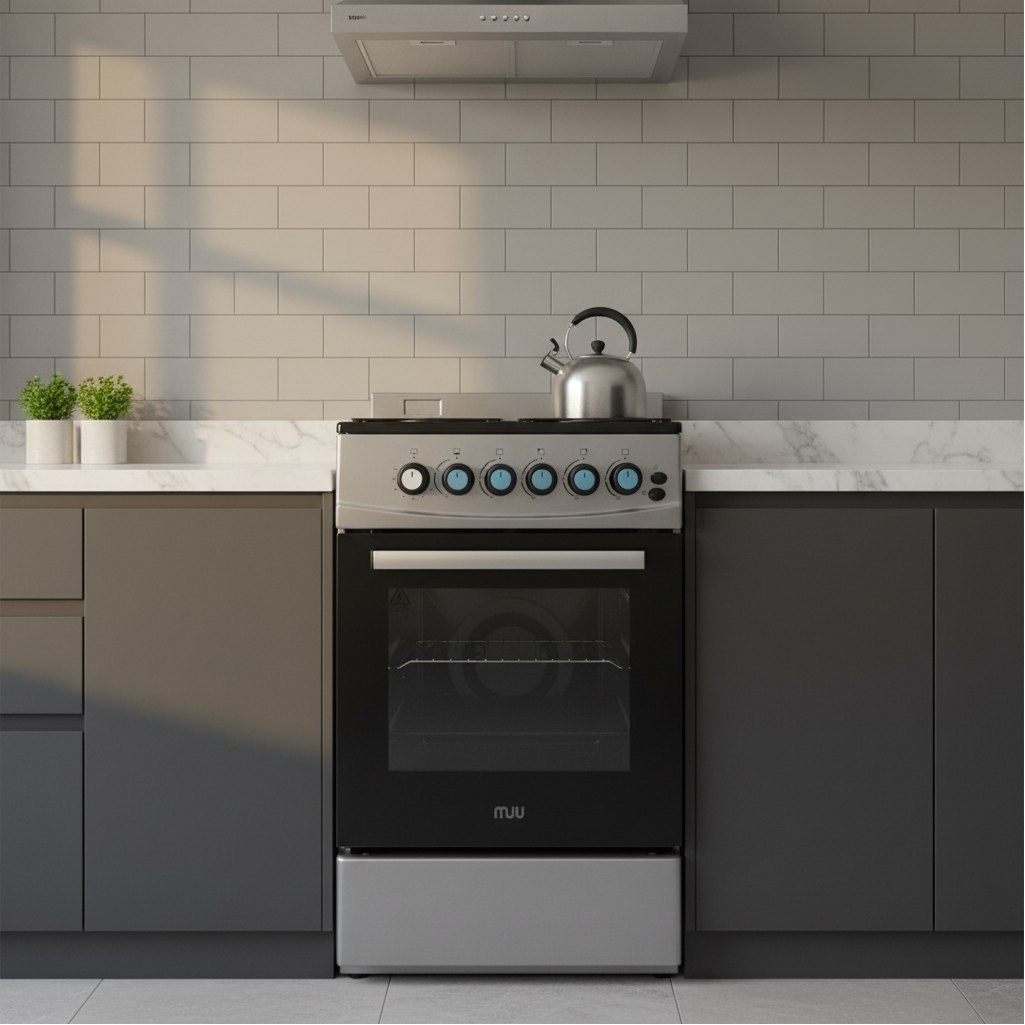 Плита газовая MIU Harisma 526 LUX, УТ-00002919, цвет серый, объем духовки 55 л, откидная дверца