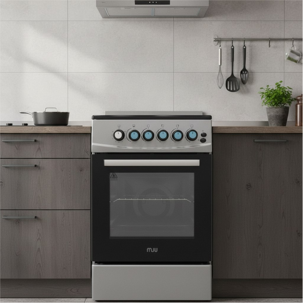 Плита газовая MIU Harisma 526 LUX, УТ-00002919, цвет серый, объем духовки 55 л, откидная дверца