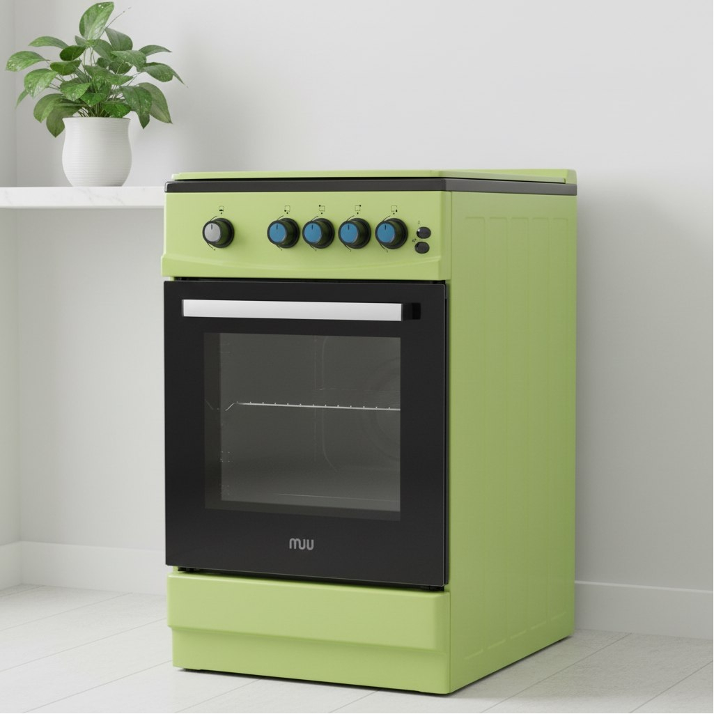 Плита газовая MIU UNO 52S, УТ-00002894, цвет зеленый, объем духовки 54 л, откидная дверца