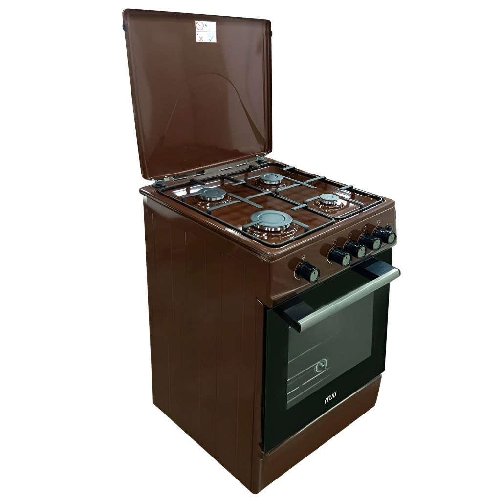 Плита газовая MIU UNO 52S, УТ-00002817, цвет коричневый, объем духовки 55 л, откидная дверца