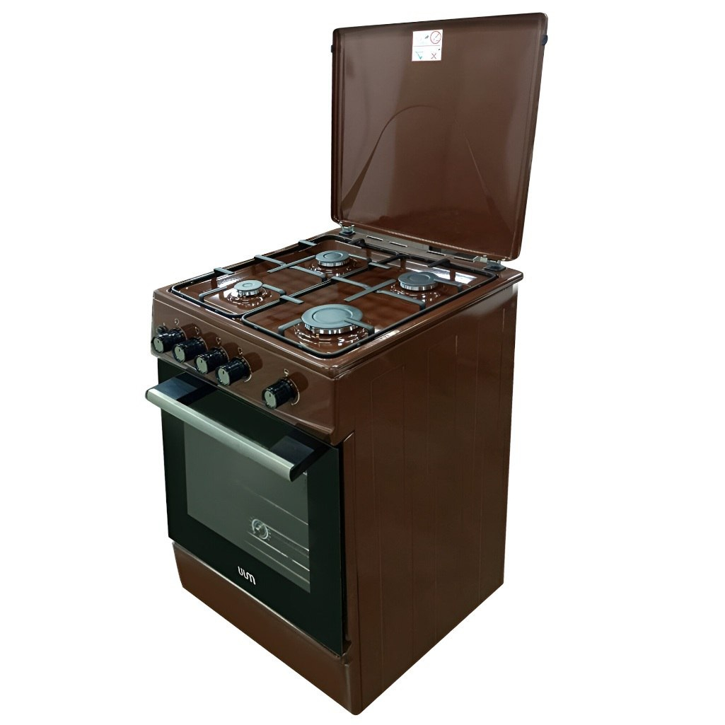 Плита газовая MIU UNO 52S, УТ-00002817, цвет коричневый, объем духовки 55 л, откидная дверца