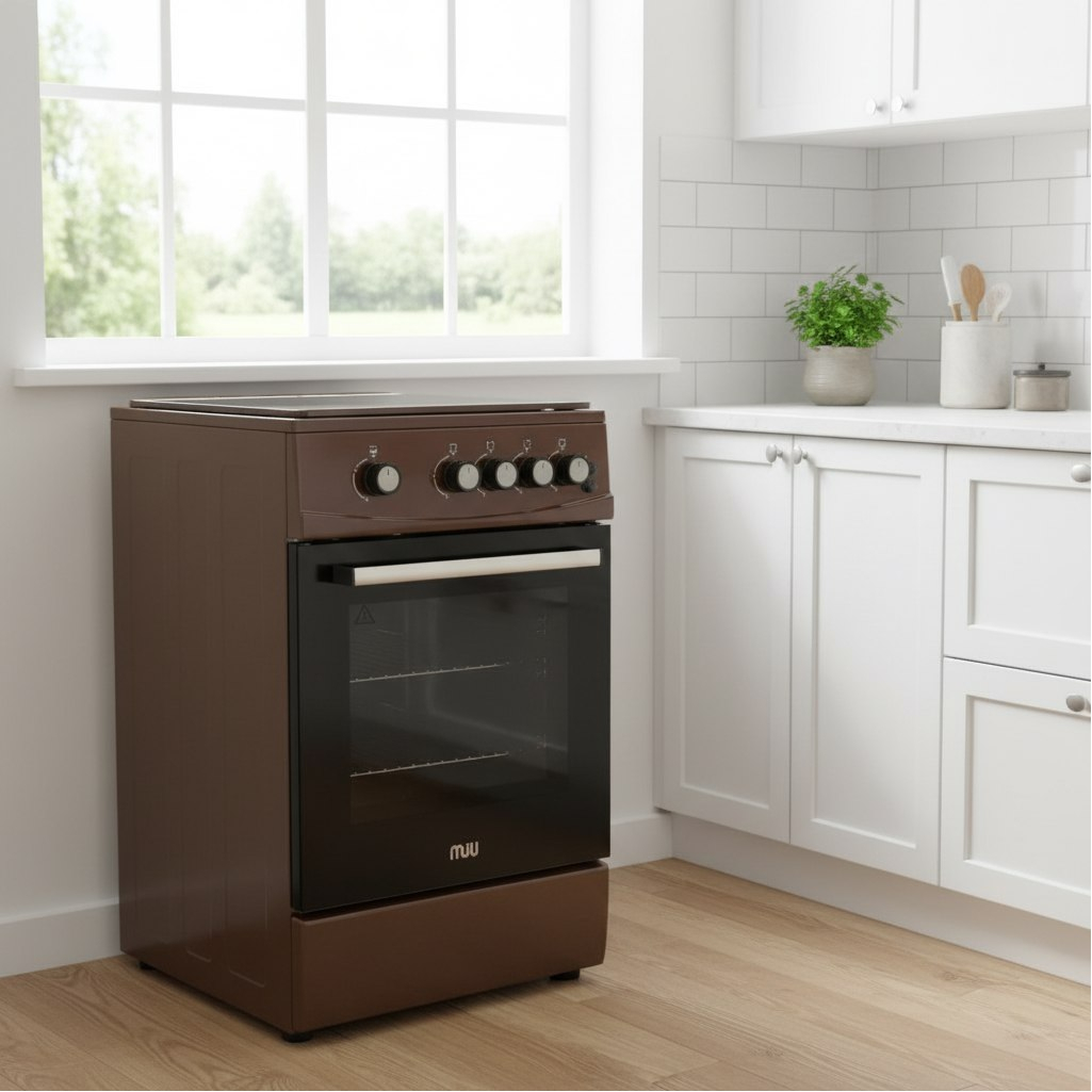 Плита газовая MIU UNO 52S, УТ-00002817, цвет коричневый, объем духовки 55 л, откидная дверца