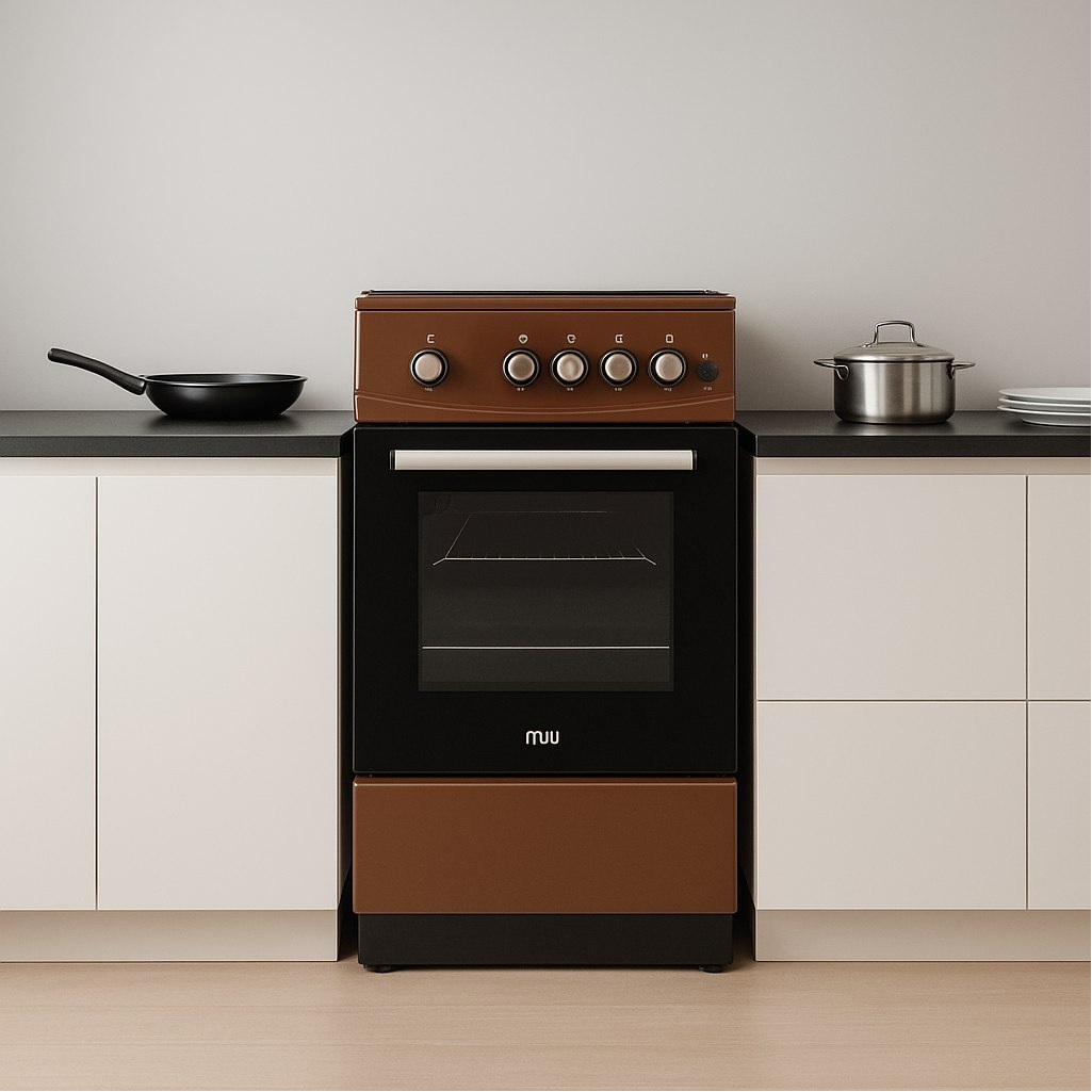 Плита газовая MIU UNO 52S, УТ-00002817, цвет коричневый, объем духовки 55 л, откидная дверца