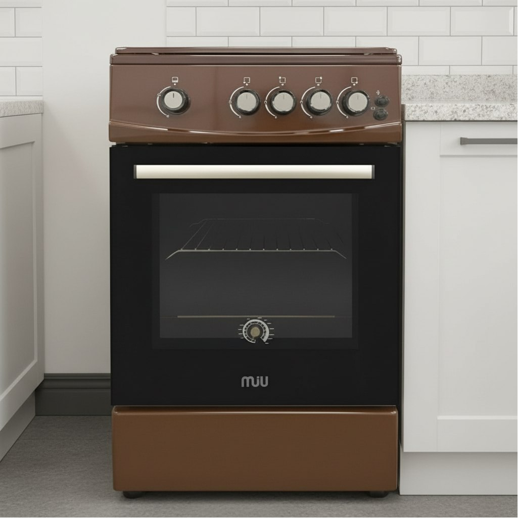 Плита газовая MIU UNO 52S, УТ-00002817, цвет коричневый, объем духовки 55 л, откидная дверца