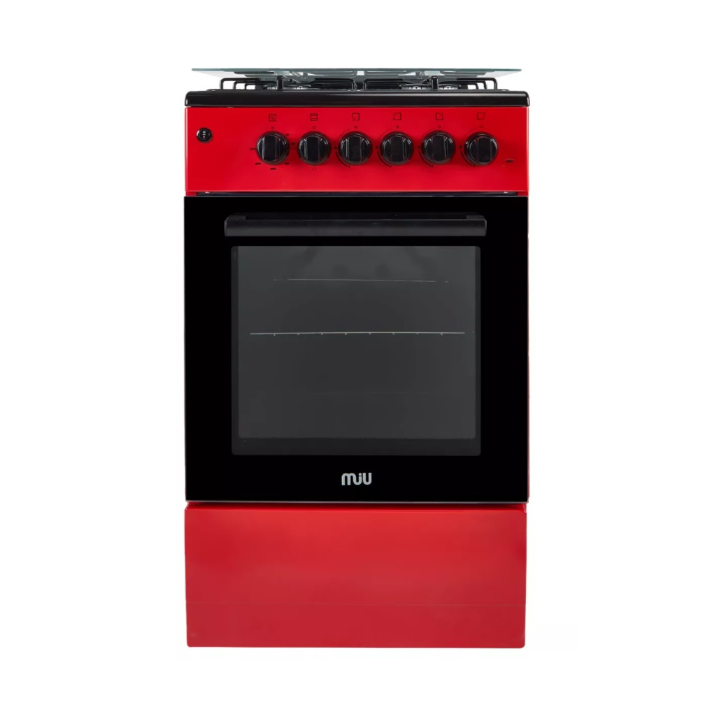 Плита газовая MIU UNO 52S, УТ-00002893, цвет красный, объем духовки 54 л, откидная дверца