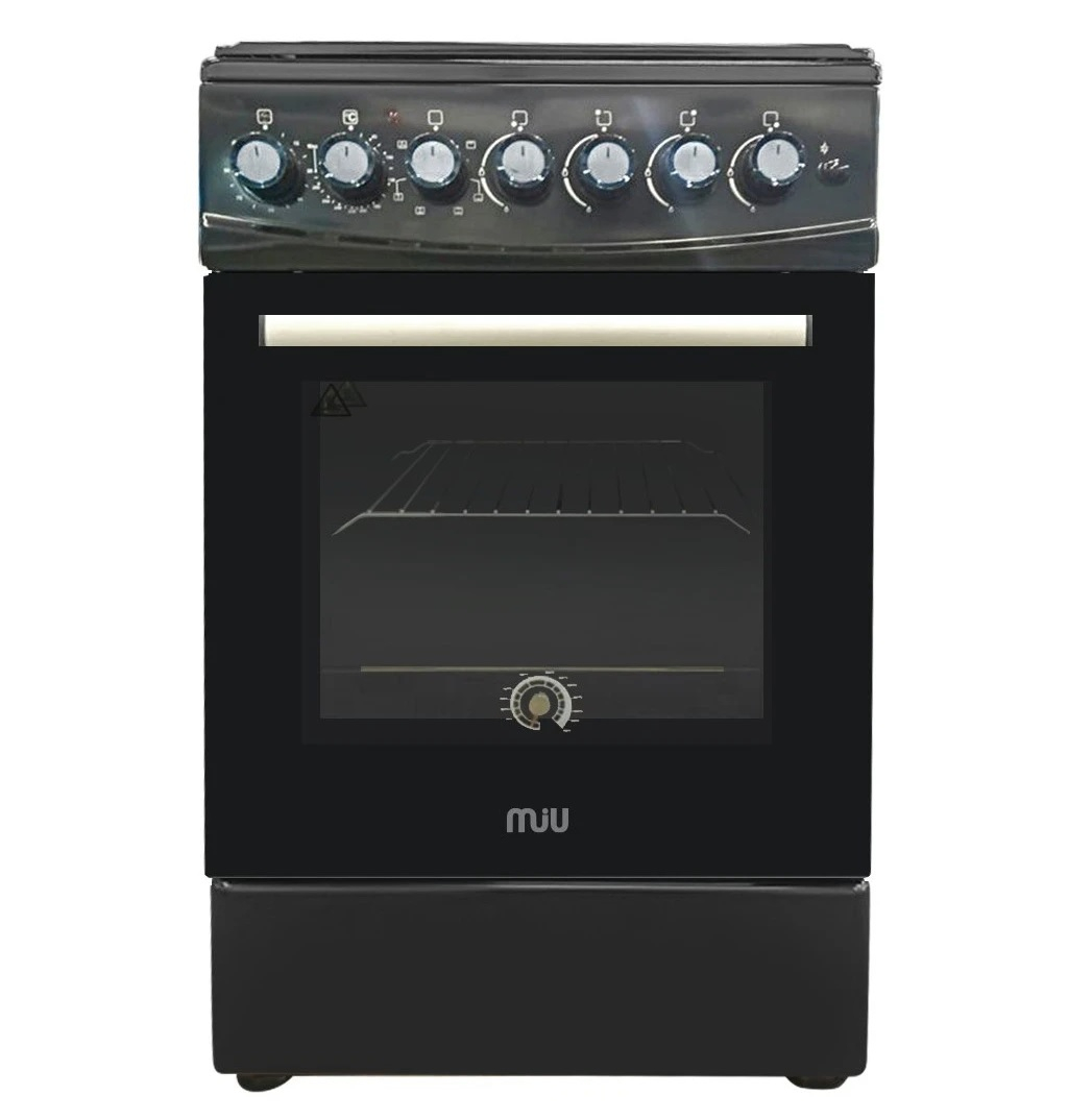 Плита комбинированная MIU Harisma 516S , цвет черный, объем электродуховки 52.8 л, откидная дверца