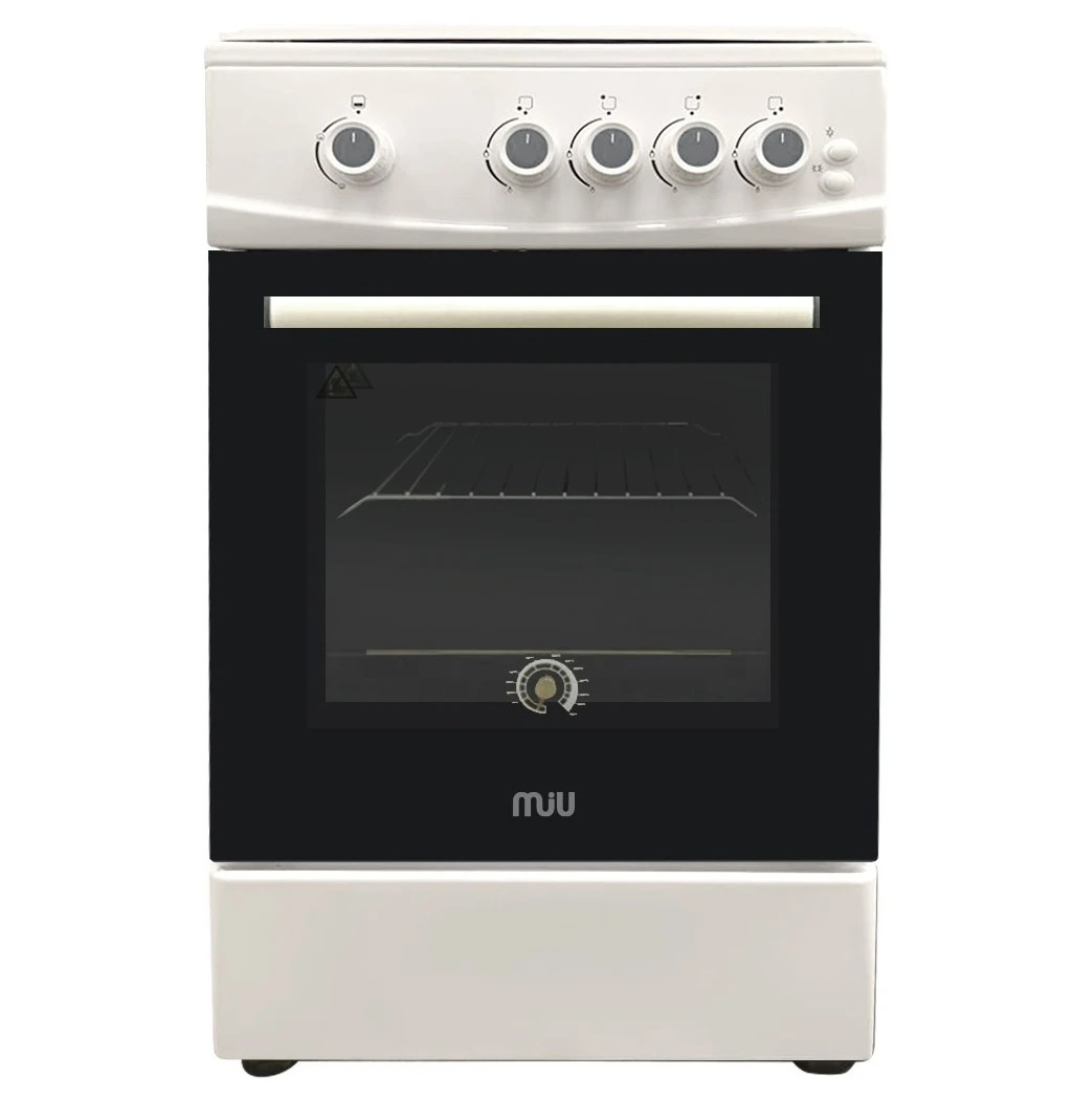 Плита комбинированная MIU UNO 51S, цвет белый, объем электродуховки 52.8 л, откидная дверца